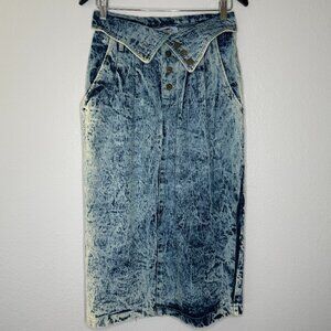 Vintage 80s Landing Gear High Rise Acid Wash Pencil Skirt| Size S/M
